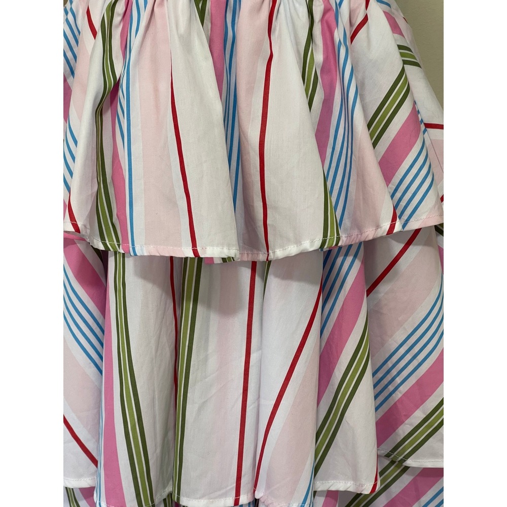 Hill House Home The Gigi Dress Rainbow Stripe Tiered Cotton Mini XS NEW - Picture 3 of 10